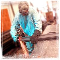 photo of russ grinding metal